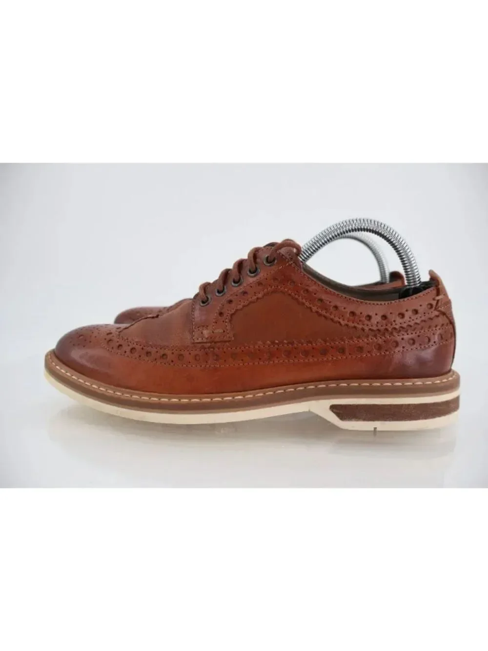Clarks Mens Pitney Limit Loafer Size 7.5 Brown Wingtip Lace Up Leather Shoe